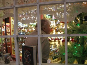 Customer Eyes the Old World Ornaments