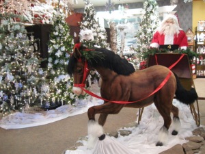 Horse & Santa Sled Greet You Inside